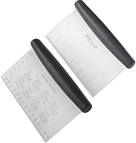  ® Bench Scraper & Chopper,Stainless Steel Blade Knife,Pastry Cutter For Pasta Dough Bread Cake Baking,Multi-purpose Kitchen Tool With Scale Ruler - Set Of 2 Pack
