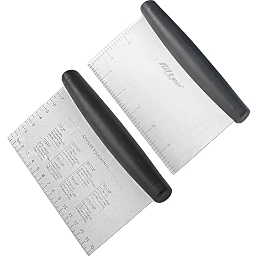  ® Bench Scraper & Chopper,Stainless Steel Blade Knife,Pastry Cutter For Pasta Dough Bread Cake Baking,Multi-purpose Kitchen Tool With Scale Ruler - Set Of 2 Pack