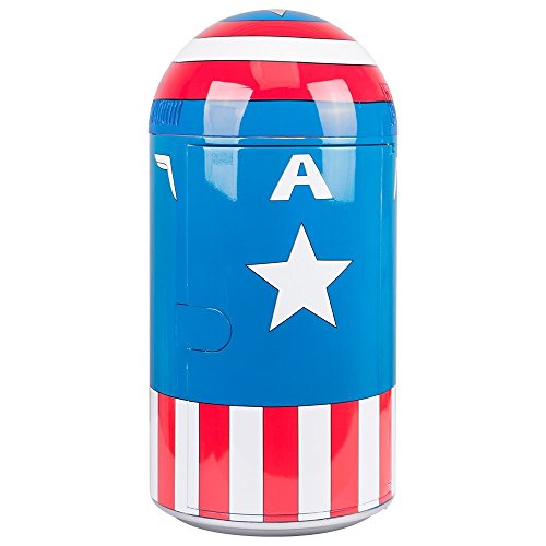  Marvel Comics Captain America Vintage Uniform Pattern Thermoelectric Cooler Mini Fridge, Red/White/Blue, 14 L