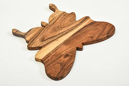  Organic Acacia Kitchen Cutting Chopping Board Platter Wine Holder With Handles For Butcher Block Cheese And Vegetables Fruit & Salad (Butterfly Board 11"L X 13"W)