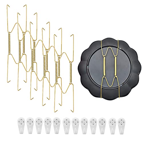  12 Pcs Plate Hangers Sets, Invisible Wire Wall Plate Hangers, Stainless Steel Decorative Plates With 12 Pieces Wall Hooks For Decorative Plates And Art (6 Inch)