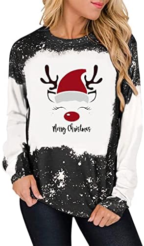  Womens 2022 Fall Fashion Tops Cute Loose Tops Sweatshirts Long Sleeve Christmas Print Plus Size Pullover Top Fall