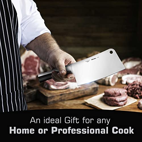  7-inch Meat Cleaver Knife, Stainless Steel Professional Butcher Chopper, Stainless Steel Handle, Heavy Duty Blade For Home Kitchen And Restaurant, Valentines Day Gifts For Him