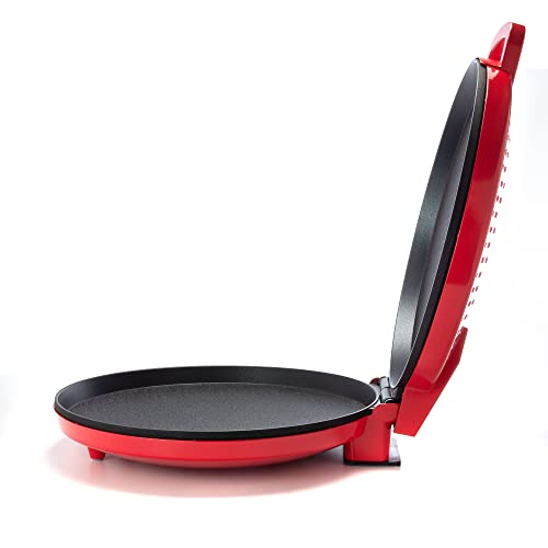 Zenith Versa Grill Non-Stick Pizza Maker Machine For Home, Calzone Maker, Pizza Oven Converts To Electric Indoor Grill, Red