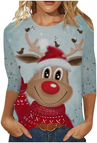  Pullover Sweatshirts For Women Cute Loose Tops Sweatshirts Long Sleeve Christmas Print Crew Neck Pullover Top Fall
