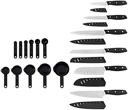  12-Piece Non-Stick Resin, Dishwasher-Safe Kitchen Knife Set With Custom-Fit Blade Covers, Razor-Sharp, Multicolor