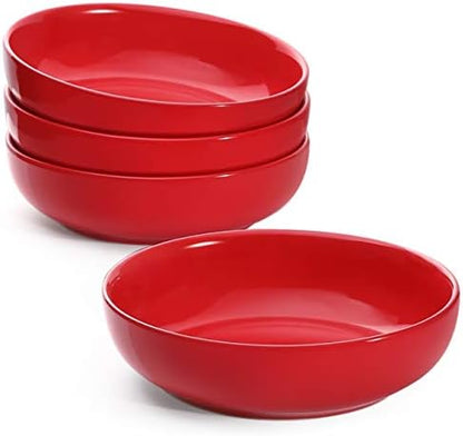  Pasta Bowls 45 OZ, Large Salad Bowls And Serving Bowls, Soup Bowl, Ceramic Pasta Plates - 8.5 Inch, Set Of 4, White