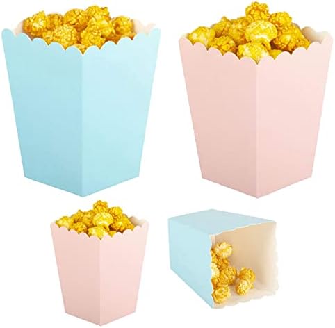  Navy Blue And Yellow Popcorn Boxes Small Paper Popcorn Boxes Mini Cardboard Popcorn Boxes, Popcorn Containers For Party Decoration, Pack Of 24