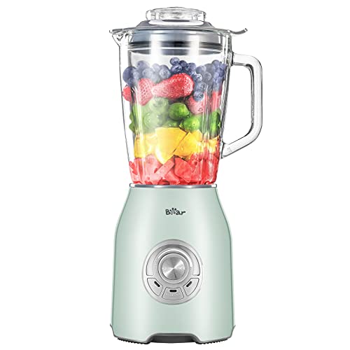  Ear Countertop Blender, 1000W Professional Smoothie Blender For Shakes And Smoothies With 51 Oz Glass Jar, Step-less Speed Knob And 3 Functions For Crushing Ice, Fruit And Pulse/Autonomous Clean