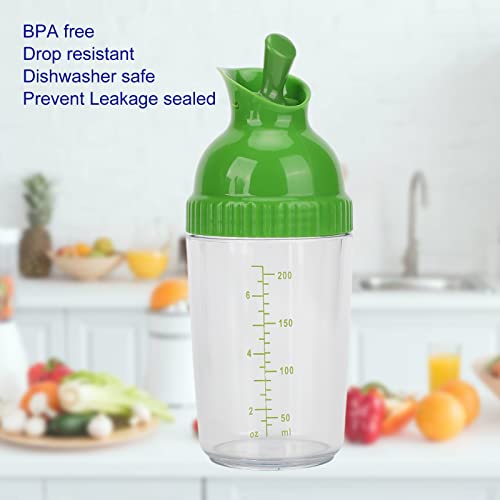  Salad Dressing Shaker For Mixing Ranch And Sauce, One Hand Leak Proof Spout Lid For Pouring And Measurement Marks With Good Grip Rubber, Italian Dressing Shaker Oil And Vinegar (Green)