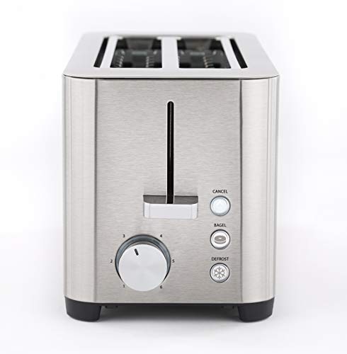  ASO 4 Slice, Wide Slot Toaster, Stainless Steel, Cancel, Defrost, Bagel, 6 Browning Settings, Warming Tray, 11926