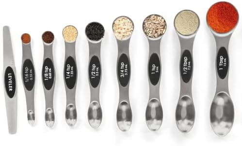  Magnetic Measuring Spoons Set Stainless Steel With Leveler,Multicolors Measuring Cups And Spoon Set Kitchen Gadgets Apartment Essentials Fits In Spice Jars,Stackable Metal Tablespoon Spoon For Baking
