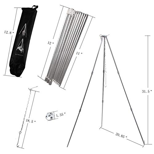  Stand-Tripod Outdoor Tripod Grill Camping Cooking Campfire Holder Picnic Cooking Hanging Grill