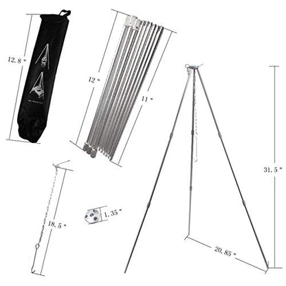  Stand-Tripod Outdoor Tripod Grill Camping Cooking Campfire Holder Picnic Cooking Hanging Grill