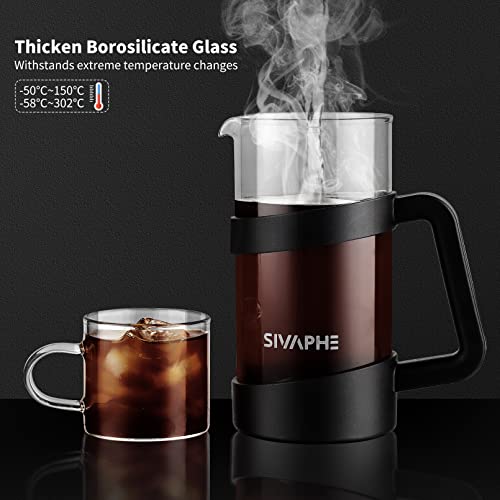  French Press 34oz Light-weight Durable High Borosilicate Carafe Maker 8 Cup Plastic Coffee Press Frothed