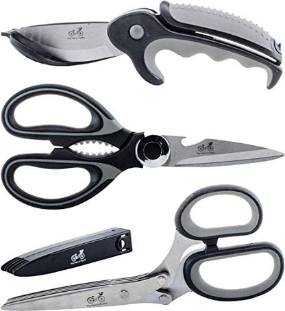  Kitchen Shears Heavy Duty Kitchen Scissors Gift Set– The Ultimate Three Piece Scissor Set | Standard Kitchen Shears | Dual Blade Salad Shears | Multi-Blade Herb Shears