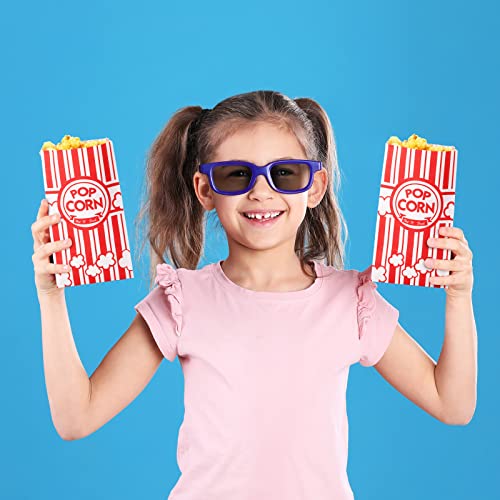 Movie Night Paper Popcorn Bags 2 Oz Flat Bottom Popcorn Boxes Red And White Popcorn Container Disposable Popcorn Sleeve Large Popcorn Bucket For Retro Movie Themed Party Carnival Supplies(300 Pieces)