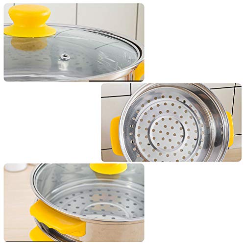  Electric Food Steamer Electric Hot Pot Stainless Steel Cooker Steamer Multi-Function Pot Dumpling Noodles Cooker Steamer For Kitchen(24cm UK Plug) Baby Food Steamer