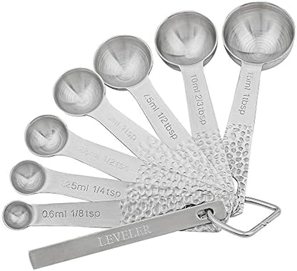 GENERIC Measuring Spoons Set, Copper Measuring Spoons Set, 7 Bronze Measuring Spoons With Leveler, Stainless Steel Baking Measurer Spoons, Kitchen Measurement Spoons Set Of 8, A: Copper