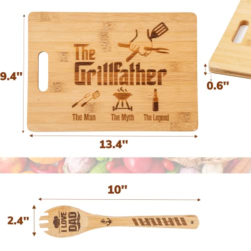  Fathers Day Gifts, Gifts For Dads, Dad Cutting Board, The Grillfather The Man The Myth The Legend - Dad Gifts On Birthday Engraved Board Gift Set For Papa, Stepfather, Godfather 9.4 X13.4"