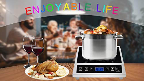  1800W Commercial Induction Cooktop Countertop Stove Electric Stove Burner With LCD Screen And ANTI-SKIP SURFACE (120V)