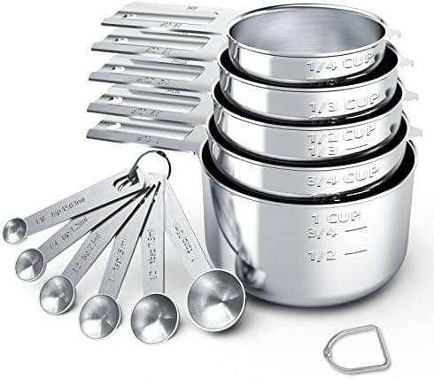  Stainless Steel Measuring Cups & Spoons Set, Cups And Spoons,Kitchen Gadgets For Cooking & Baking (Sliver-5+6)