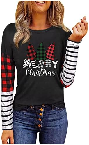  Womens Crewneck Sweatshirt Fall Plus Size Christmas Print Long Sleeve Sweatshirts Fashion Pullover Top Fall Clothes