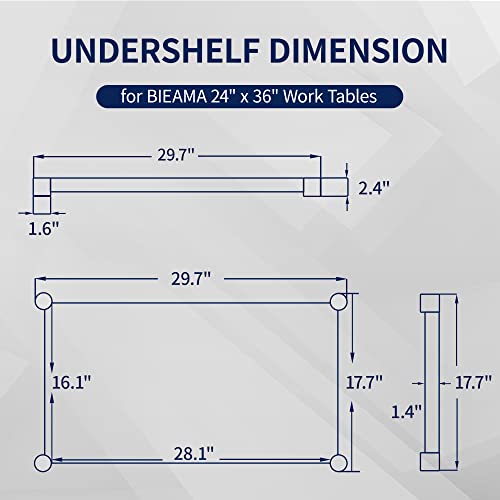  Galvanized Under Shelf For 24" X 36" Worktable, Adjustable Lower Shelf For Commercial Worktable For Restaurant, Home And Hotel