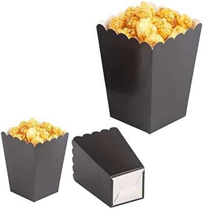  Navy Blue And Yellow Popcorn Boxes Small Paper Popcorn Boxes Mini Cardboard Popcorn Boxes, Popcorn Containers For Party Decoration, Pack Of 24