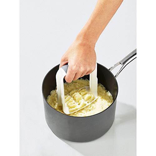 Joseph Joseph Easy-Mash Plastic Potato Masher Ergonomic With Non-Slip Grip And Pan-Scraping Edges Dishwasher Safe, One-size, White
