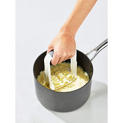 Joseph Joseph Easy-Mash Plastic Potato Masher Ergonomic With Non-Slip Grip And Pan-Scraping Edges Dishwasher Safe, One-size, White