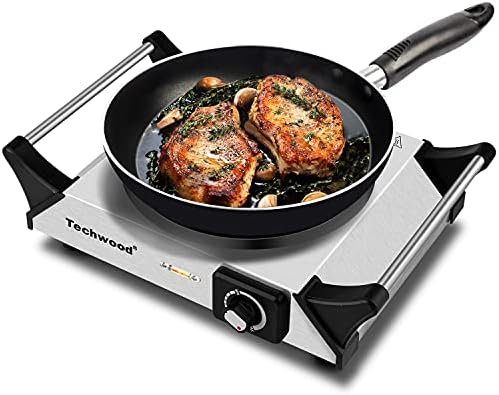  Hot Plate Portable Electric Stove 1500W Countertop Single Burner With Adjustable Temperature & Stay Cool Handles, 7.5” Cooktop For Dorm Office/Home/Camp, Compatible For All Cookwares