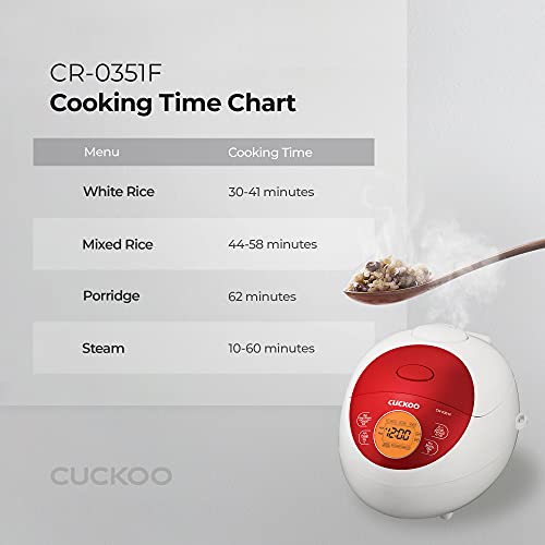  Uckoo CR-0351F Electric Heating Rice Cooker (Red), 7.80 X 8.90 X 11.50