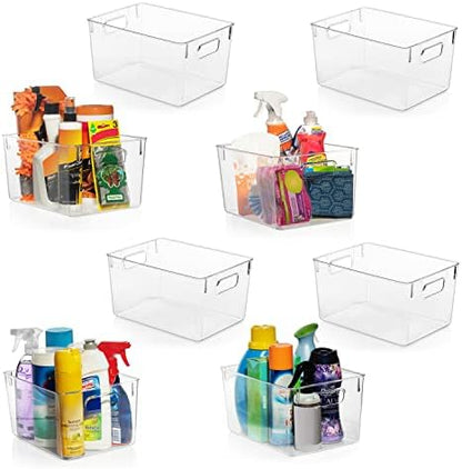  Plastic Storage Bins – Perfect Kitchen Organization Or Pantry Storage – Fridge Organizer, Pantry Organization And Storage Bins, Cabinet Organizers