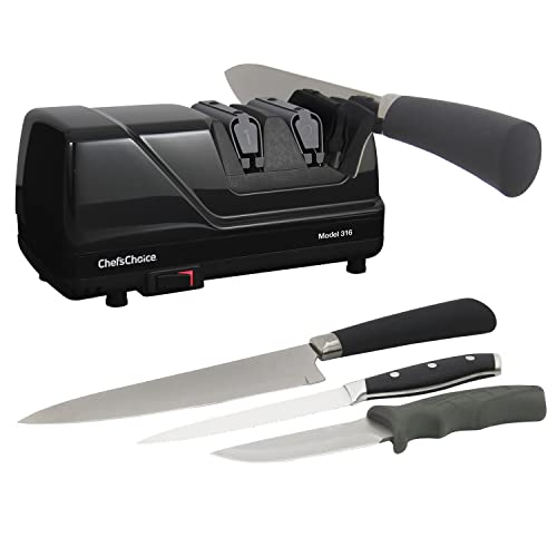  'sChoice 316 Diamond Hone Knife Sharpener For 15-Degree Knives With Precision Guides To Sharpen Straight And Fine Edge Knives, 2-Stage, Black