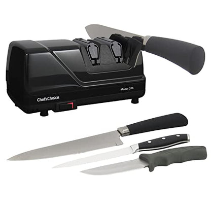  'sChoice 316 Diamond Hone Knife Sharpener For 15-Degree Knives With Precision Guides To Sharpen Straight And Fine Edge Knives, 2-Stage, Black