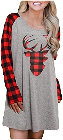  Womens 2022 Fall Fashion Tops Fall Loose Tops Sweatshirts Long Sleeve Christmas Print Crew Neck Pullover Top Fall