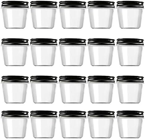  4 Ounce Clear Plastic Jars Containers With Screw On Lids - Refillable Round Empty Plastic Slime Storage Containers For Kitchen & Household Storage - BPA Free (20 Pack)