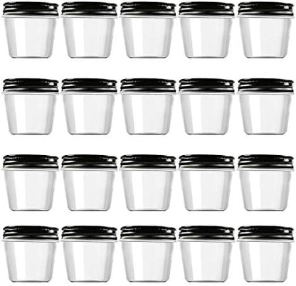  4 Ounce Clear Plastic Jars Containers With Screw On Lids - Refillable Round Empty Plastic Slime Storage Containers For Kitchen & Household Storage - BPA Free (20 Pack)