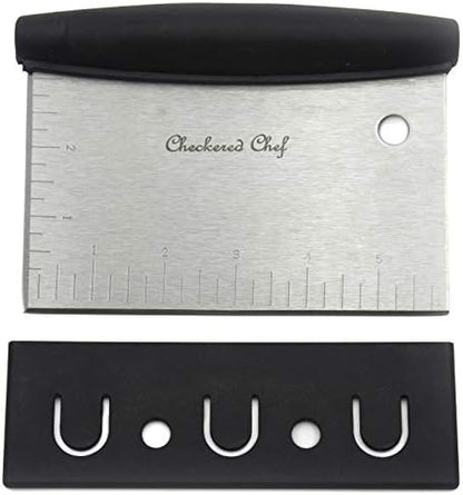  Dough Scraper - Stainless Steel Kitchen Bench Scraper, Icing Smoother & Food Chopper - Pizza, Vegetable And Pastry Cutter W/Protective Plastic Cover﻿