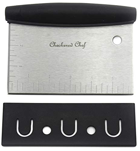 Dough Scraper - Stainless Steel Kitchen Bench Scraper, Icing Smoother & Food Chopper - Pizza, Vegetable And Pastry Cutter W/Protective Plastic Cover﻿