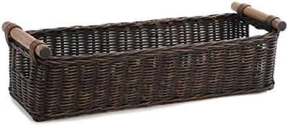  Ong Narrow Pole Handle Wicker Basket, Small, 17 In L X 5 In W X 5.25 In H, Sandstone