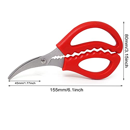  Onbay 2PCS Multifunctional Stainless Steel Shears Kitchen Seafood Scissors Fish Crab Shrimp Lobster Scissors Seafood Peeling Tools For Home (2 Color, 6")