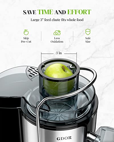  Juicer Machines With 1000W Motor, Extra Wide 3” Feed Chute Juicer, Juice Extractor For Whole Fruits And Vegetables, Easy To Clean Juice Maker, Centrifugal Juicer, BPA-Free, Anti-Drip, Silver