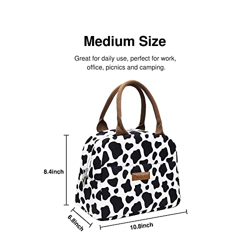  Insulated Lunch Bag Reusable Lunch Box Lunch Cooler Tote Bag For Women Men Adults Work Picnic (Cow Print)