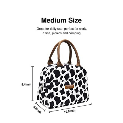  Insulated Lunch Bag Reusable Lunch Box Lunch Cooler Tote Bag For Women Men Adults Work Picnic (Cow Print)