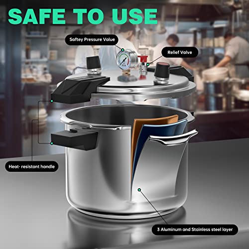  Join Pressure Cooker, Commercial Pressure Cooker With Gauge, 16 Quart (16QT)