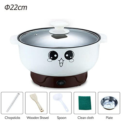  2.8L With Lid (No Steamer) Multifunction Electric Cooker Skillet Pot Wok Electric Hot Pot For Noodles Cook Rice Fried Stew Soup Steamed Fish Boiled Egg Non-stick