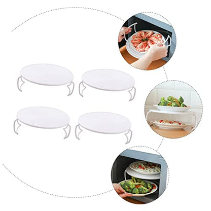  SOLUSTRE Microwave Steam Rack Foldable Storage Shelves Wire Cooling Rack Collapsible Dish Pan Barbeque Rack Round Baking Rack Pressure Cooker Steam Rack Microwave Heating Dish Rack Pp 4pcs