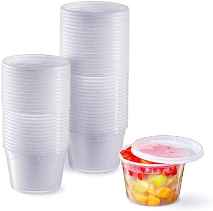  16 Oz. Plastic Deli Food Storage Containers With Airtight Lids [48 Sets]